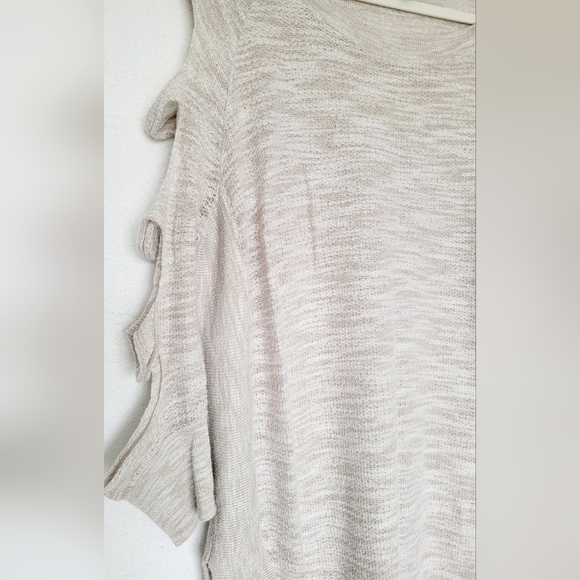 Express Women Cotton-Rayon Cutout Sleebes Tunic Sweater Light Gray Small Oversz - Picture 5 of 14